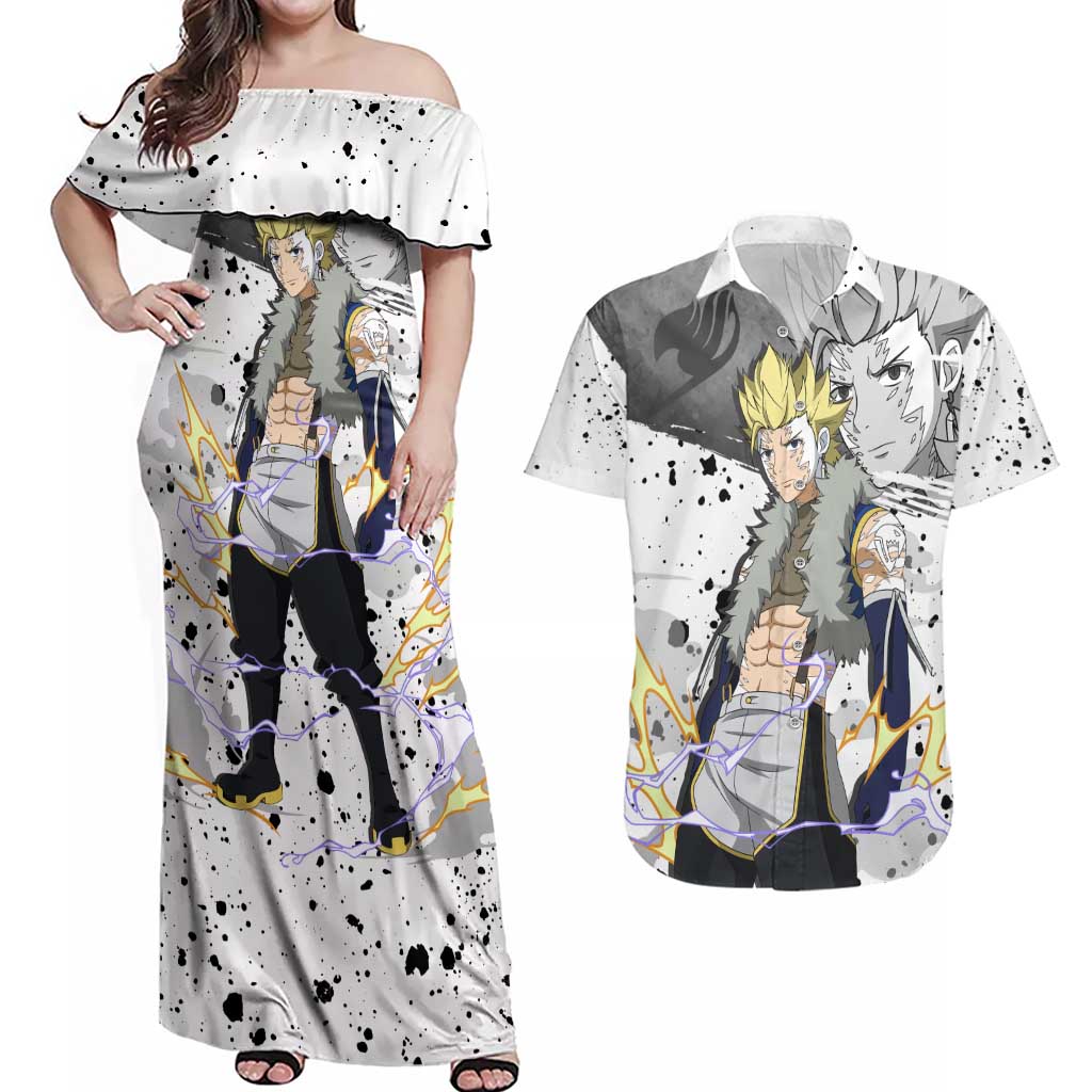 Sabertooth Sting Eucliffe - Fairy Tail Couples Matching Off Shoulder Maxi Dress and Hawaiian Shirt Anime Style