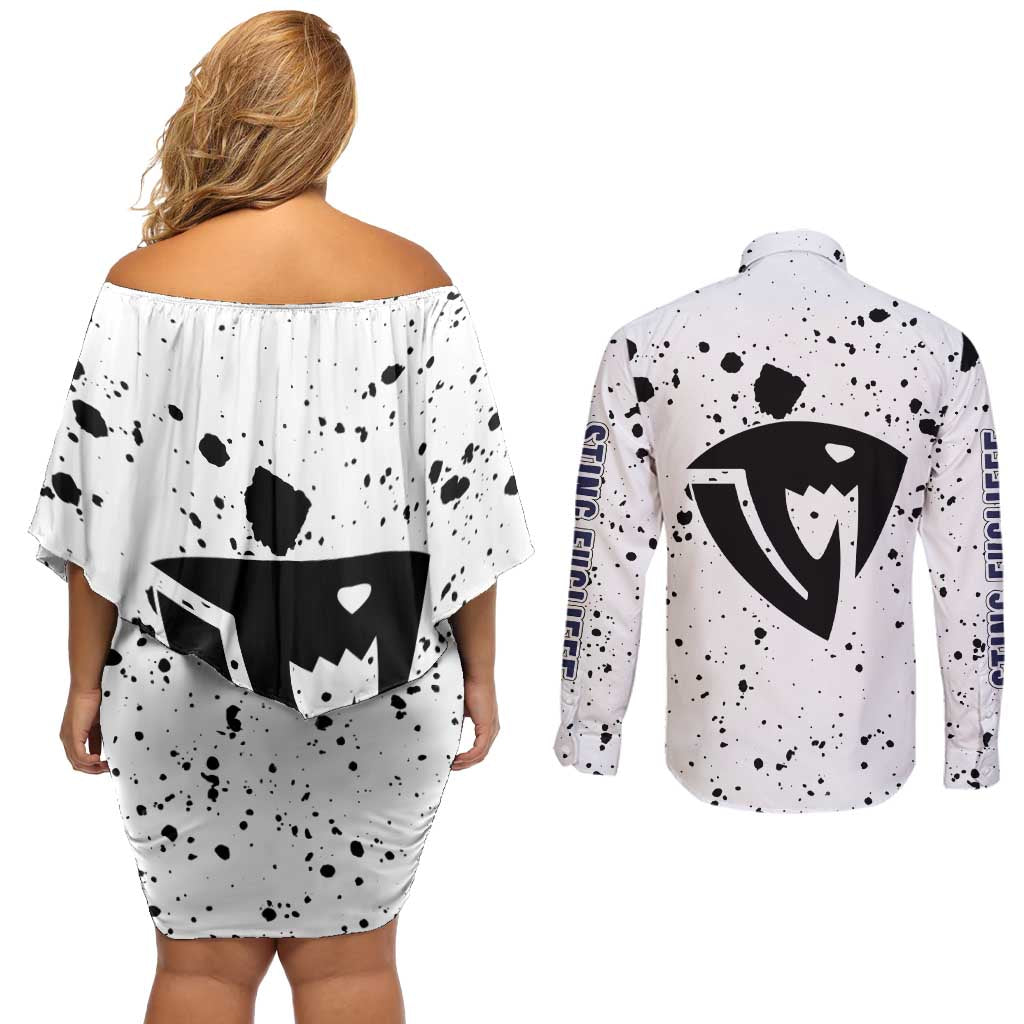 Sabertooth Sting Eucliffe - Fairy Tail Couples Matching Off Shoulder Short Dress and Long Sleeve Button Shirt Anime Style