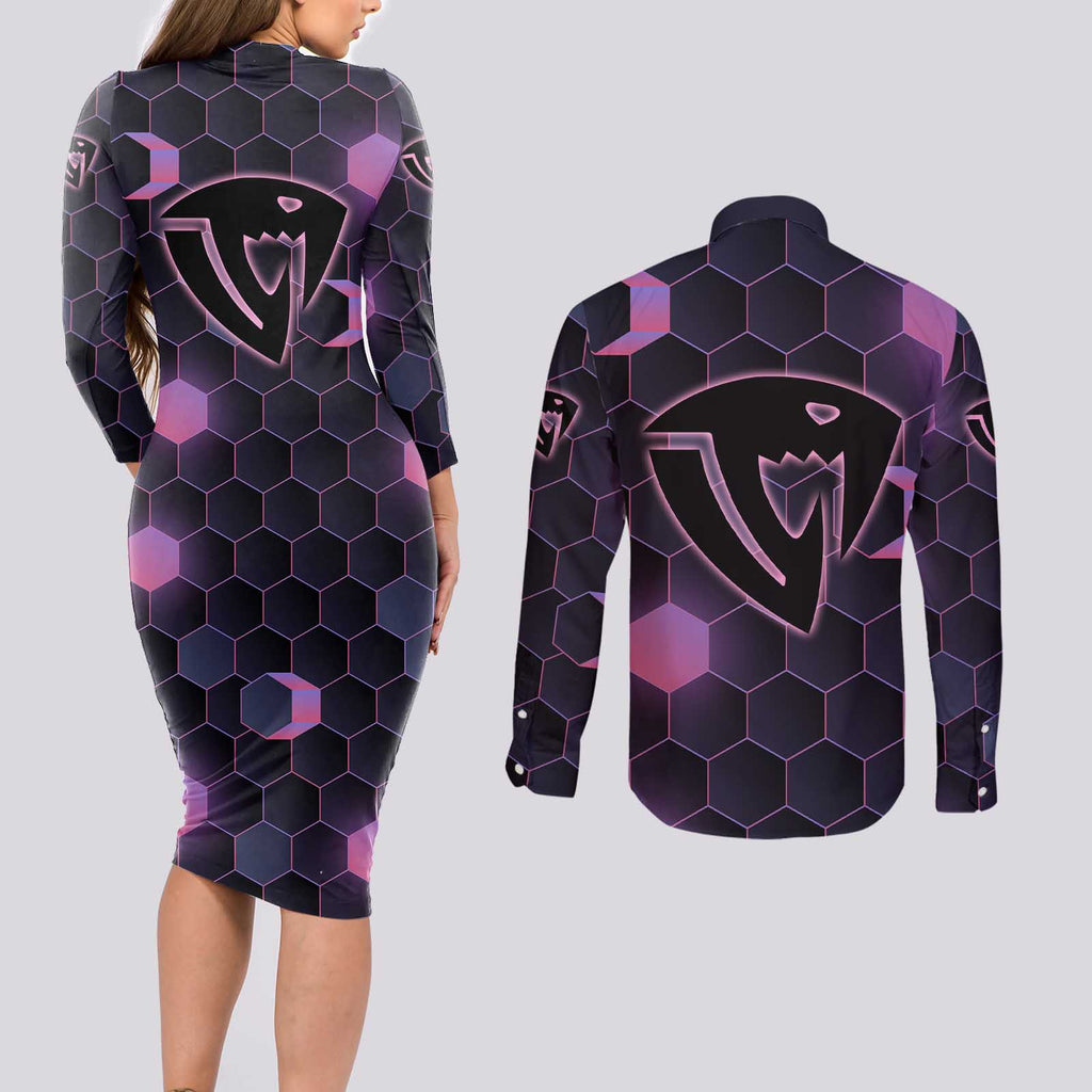Sabertooth Frosch - Fairy Tail Couples Matching Long Sleeve Bodycon Dress and Long Sleeve Button Shirt Anime Style