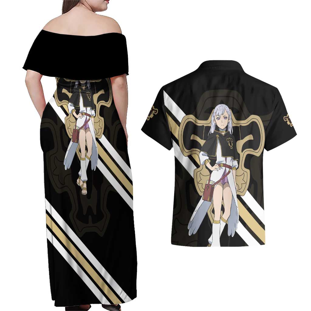 Noelle Silva - Black Bull Couples Matching Off Shoulder Maxi Dress and Hawaiian Shirt Anime Style