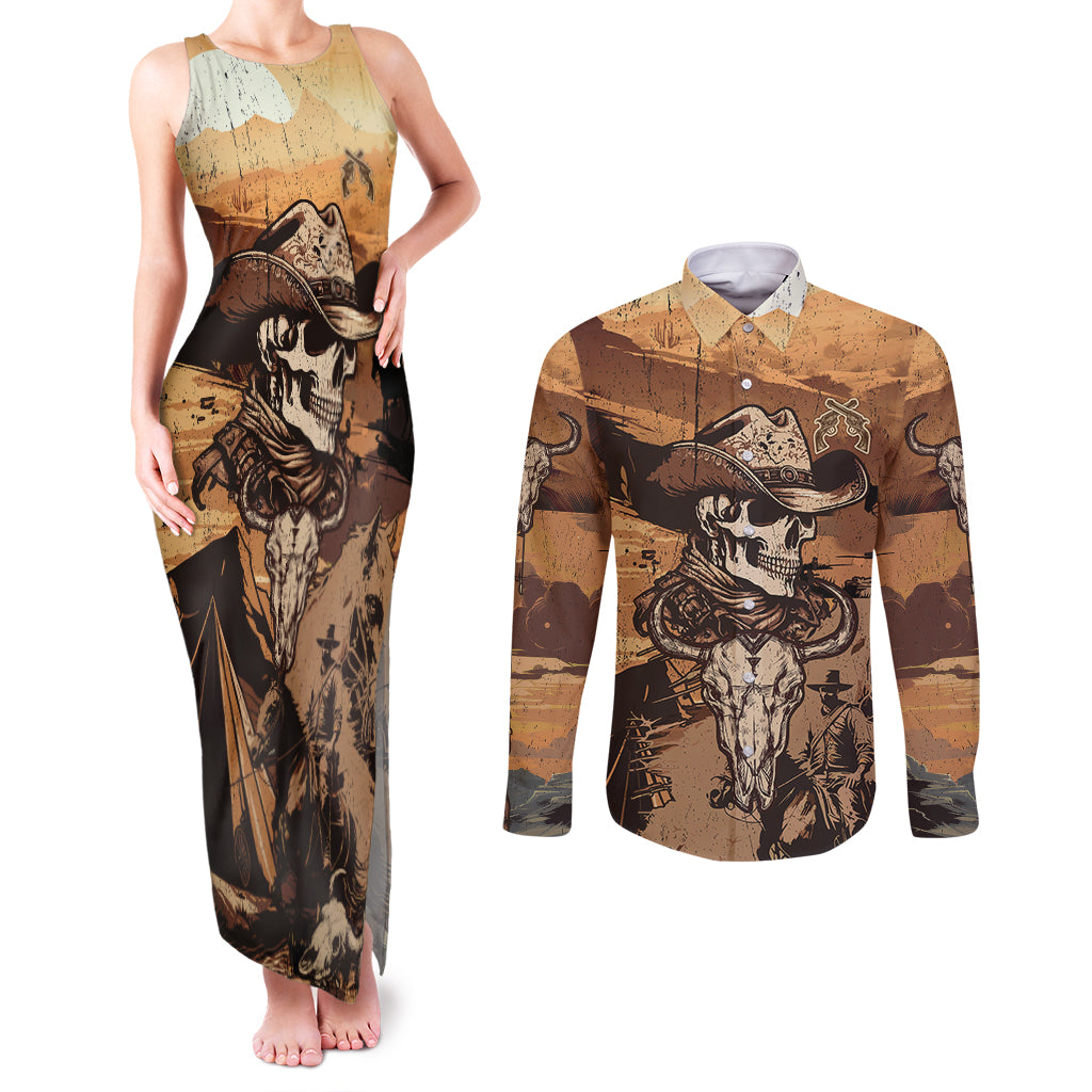 skull-cowboy-couples-matching-tank-maxi-dress-and-long-sleeve-button-shirts-rise-em-cowboy