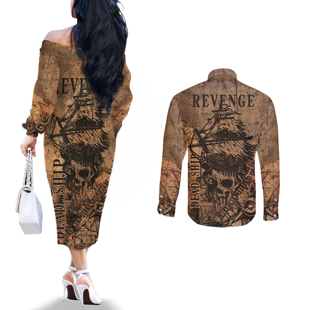 skull-pirate-couples-matching-off-the-shoulder-long-sleeve-dress-and-long-sleeve-button-shirts-revenge-vintage-style-art