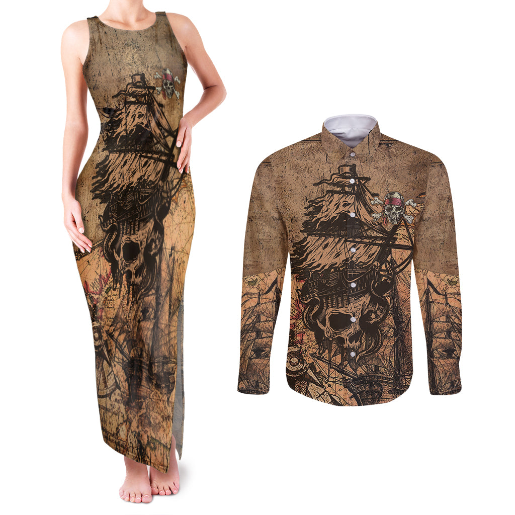 skull-pirate-couples-matching-tank-maxi-dress-and-long-sleeve-button-shirts-revenge-vintage-style-art