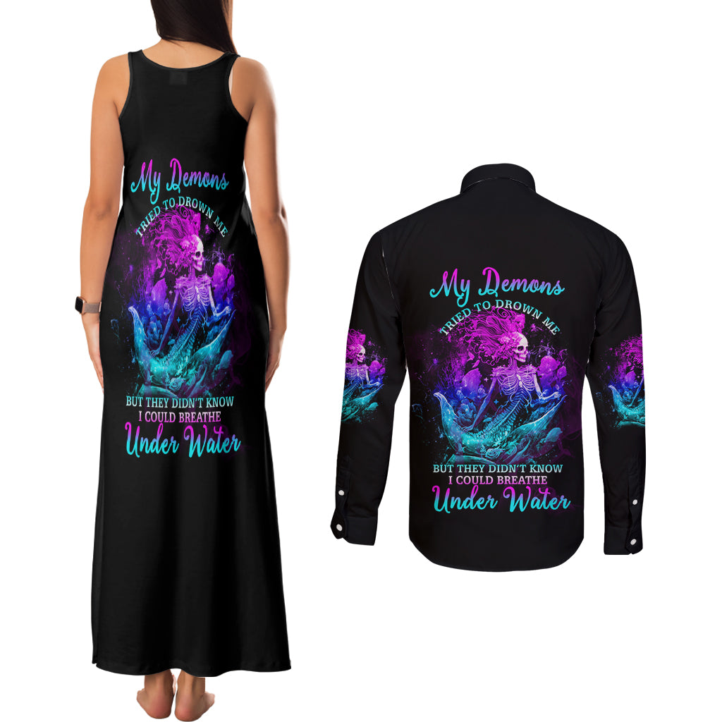 my-demons-tried-to-drown-me-mermaid-couples-matching-tank-maxi-dress-and-long-sleeve-button-shirt