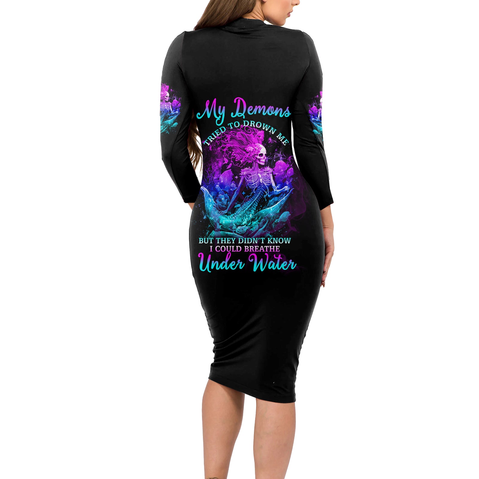 my-demons-tried-to-drown-me-mermaid-long-sleeve-bodycon-dress
