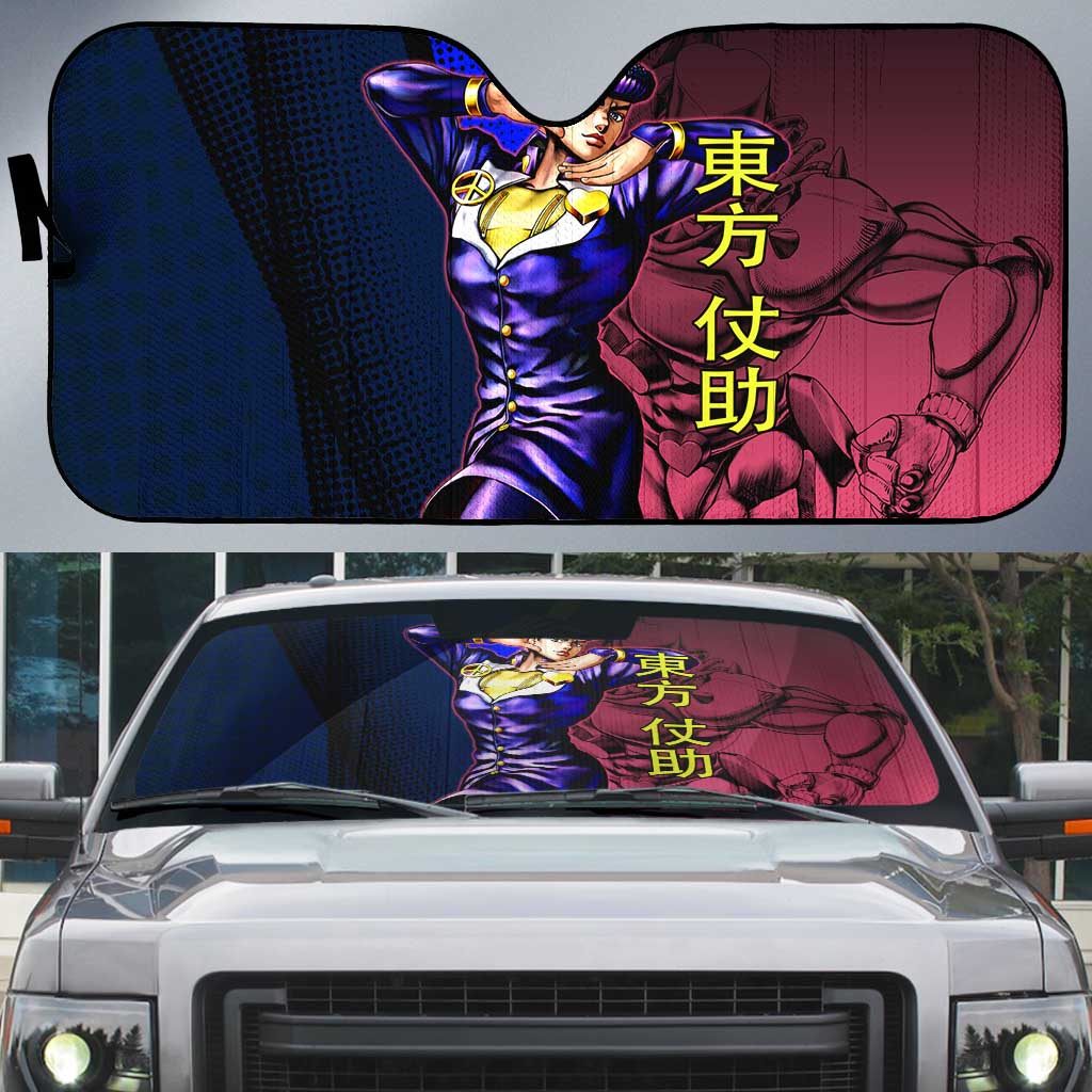 Josuke JoJo’s Bizarre Adventure Auto Sun Shade with Crazy Diamond Stand - The Mazicc