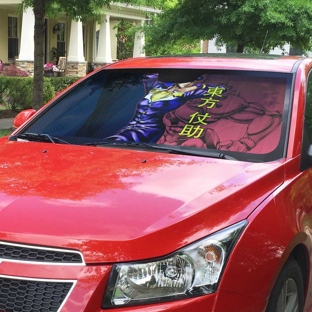 Josuke JoJo’s Bizarre Adventure Auto Sun Shade with Crazy Diamond Stand - The Mazicc