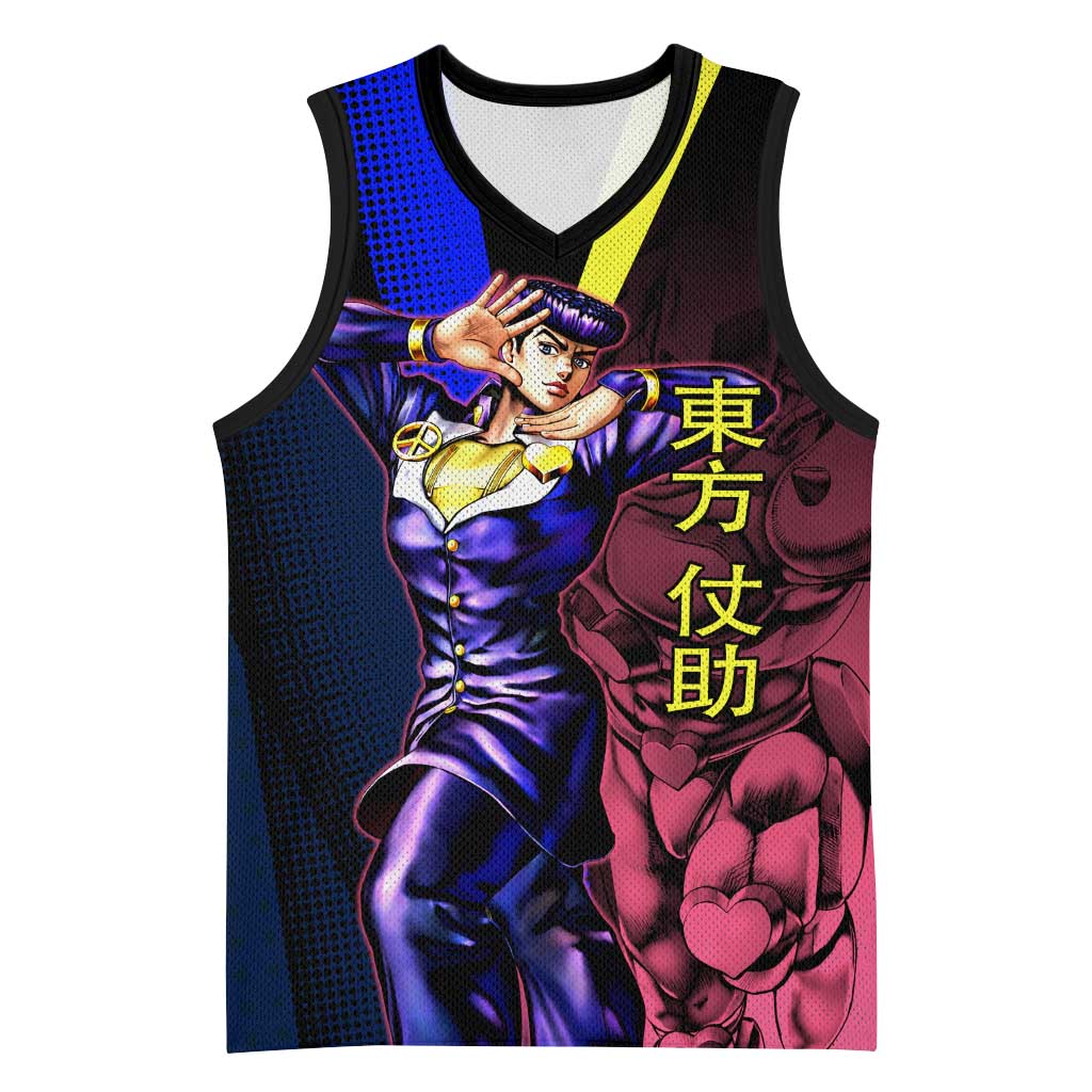 Josuke JoJo’s Bizarre Adventure Basketball Jersey with Crazy Diamond Stand - The Mazicc