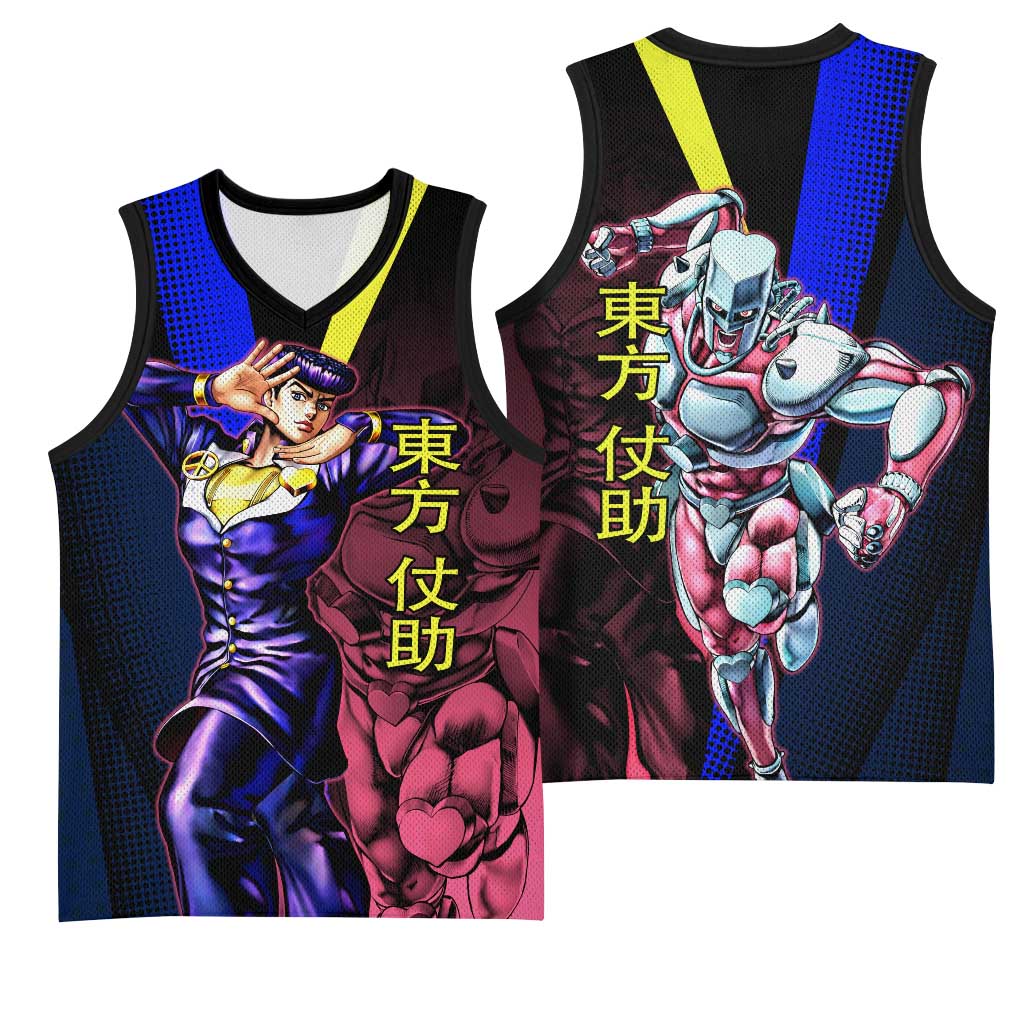 Josuke JoJo’s Bizarre Adventure Basketball Jersey with Crazy Diamond Stand - The Mazicc