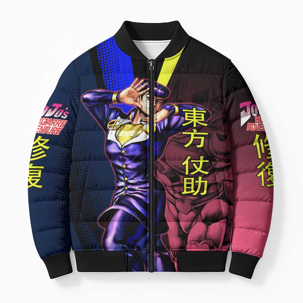 Josuke JoJo’s Bizarre Adventure Bomber Puffer Jacket with Crazy Diamond Stand - The Mazicc