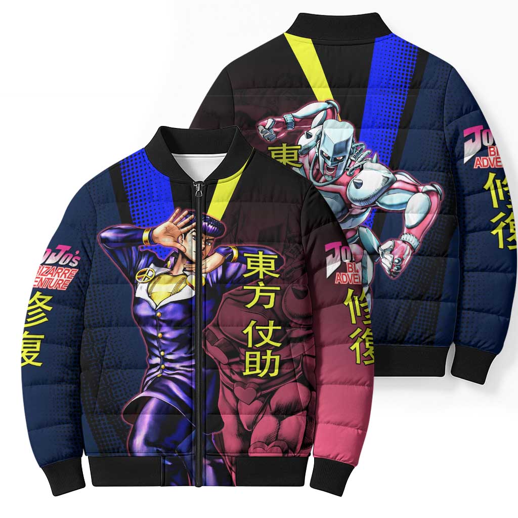 Josuke JoJo’s Bizarre Adventure Bomber Puffer Jacket with Crazy Diamond Stand - The Mazicc