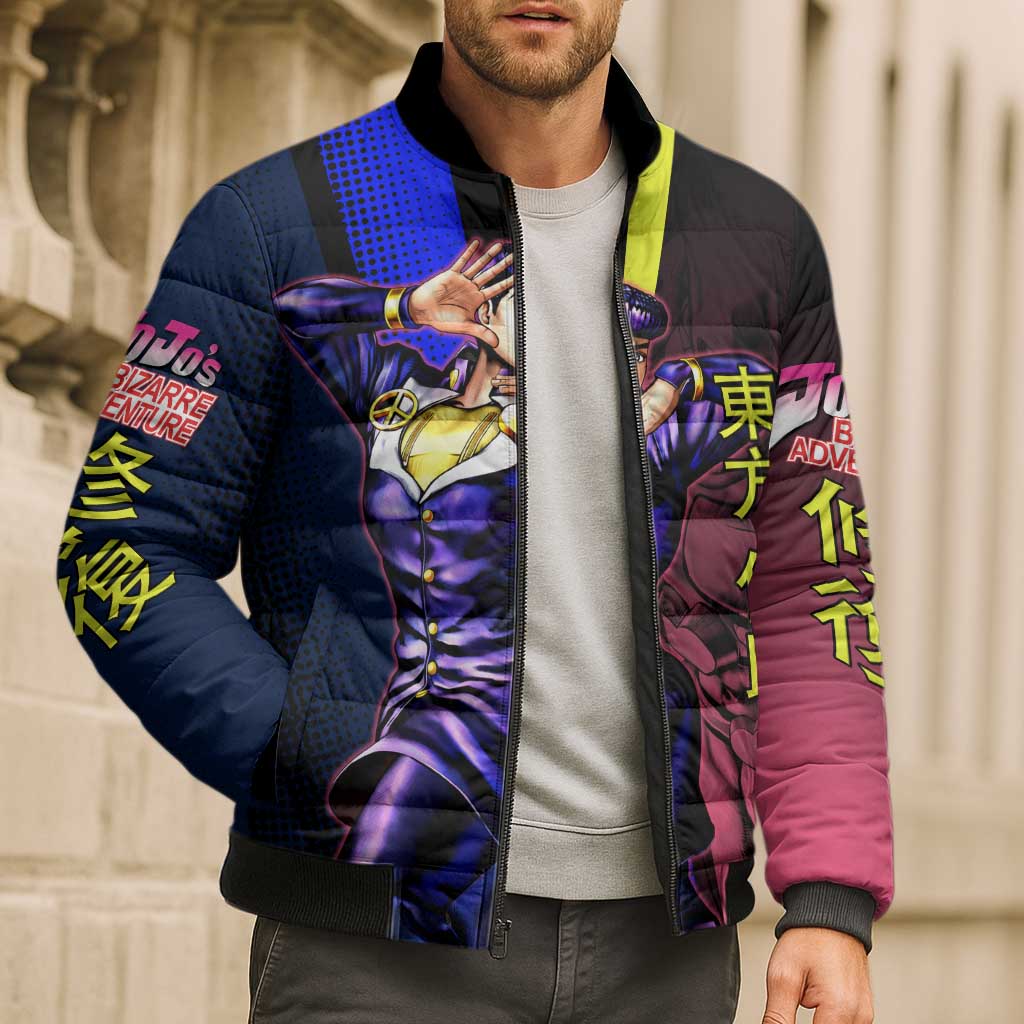 Josuke JoJo’s Bizarre Adventure Bomber Puffer Jacket with Crazy Diamond Stand - The Mazicc