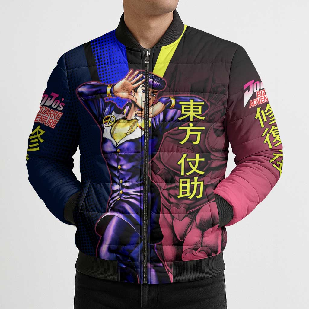 Josuke JoJo’s Bizarre Adventure Bomber Puffer Jacket with Crazy Diamond Stand - The Mazicc