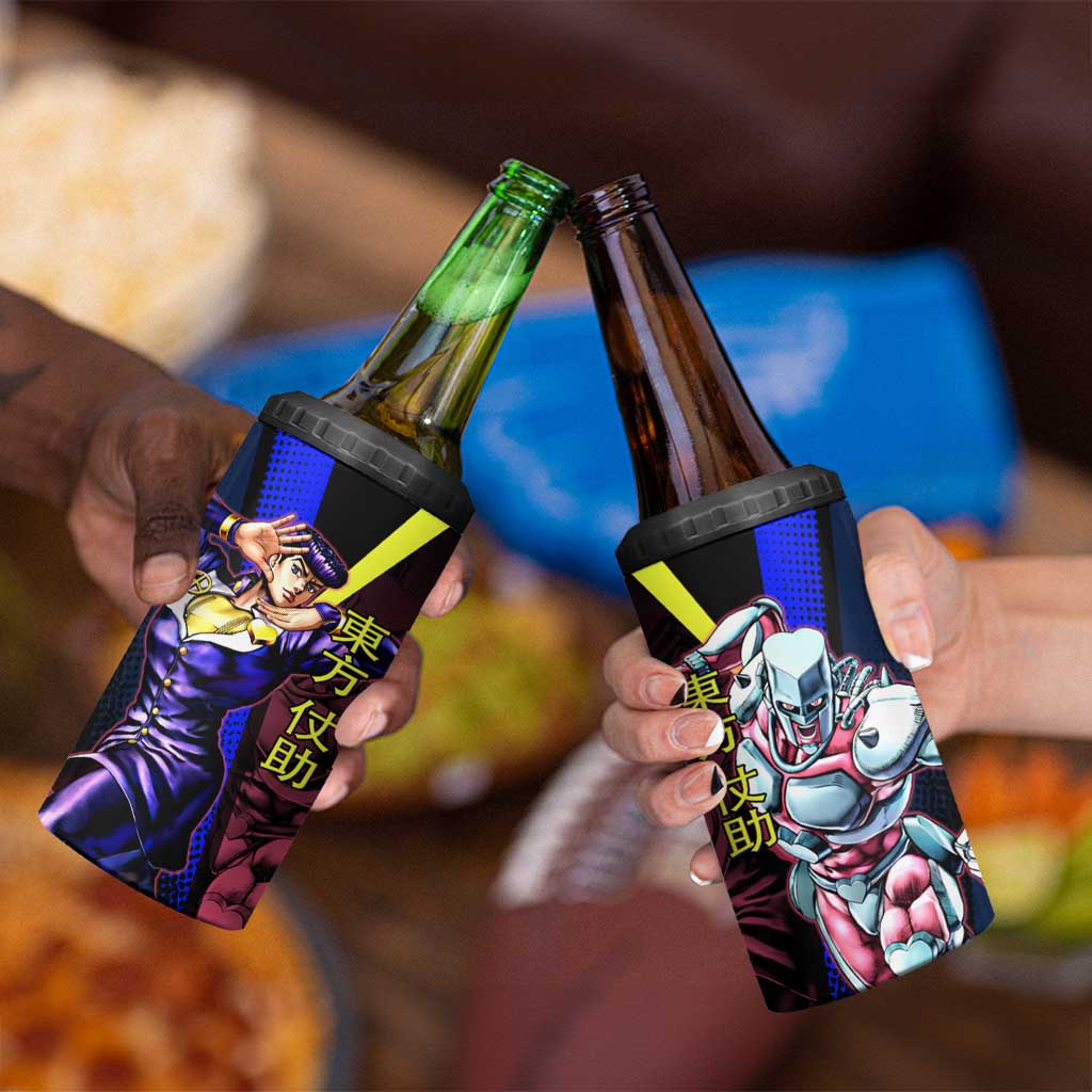 Josuke JoJo’s Bizarre Adventure 4 in 1 Can Cooler Tumbler with Crazy Diamond Stand - The Mazicc