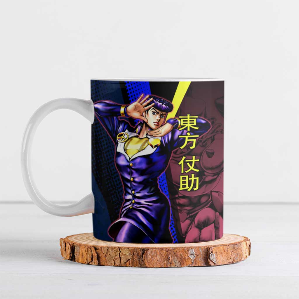 Josuke JoJo’s Bizarre Adventure Ceramic Mug with Crazy Diamond Stand - The Mazicc