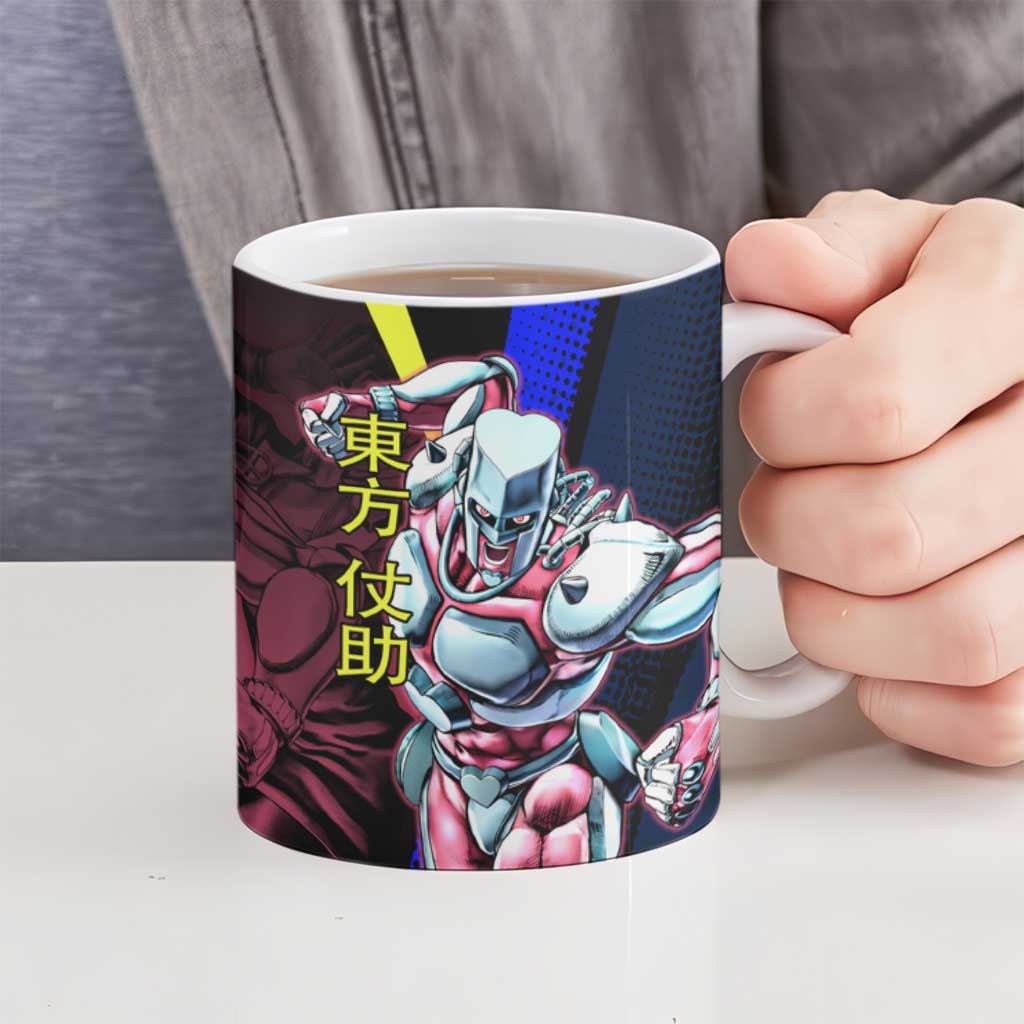 Josuke JoJo’s Bizarre Adventure Ceramic Mug with Crazy Diamond Stand - The Mazicc