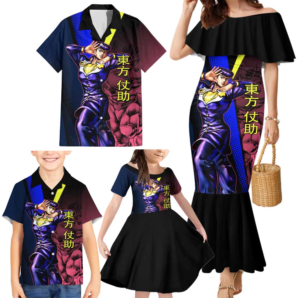 Josuke JoJo’s Bizarre Adventure Family Matching Mermaid Dress and Hawaiian Shirt with Crazy Diamond Stand