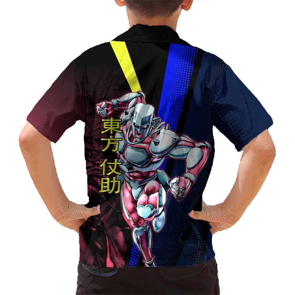 Josuke JoJo’s Bizarre Adventure Family Matching Off The Shoulder Long Sleeve Dress and Hawaiian Shirt with Crazy Diamond Stand