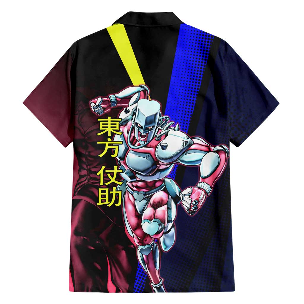 Josuke JoJo’s Bizarre Adventure Family Matching Off Shoulder Maxi Dress and Hawaiian Shirt with Crazy Diamond Stand