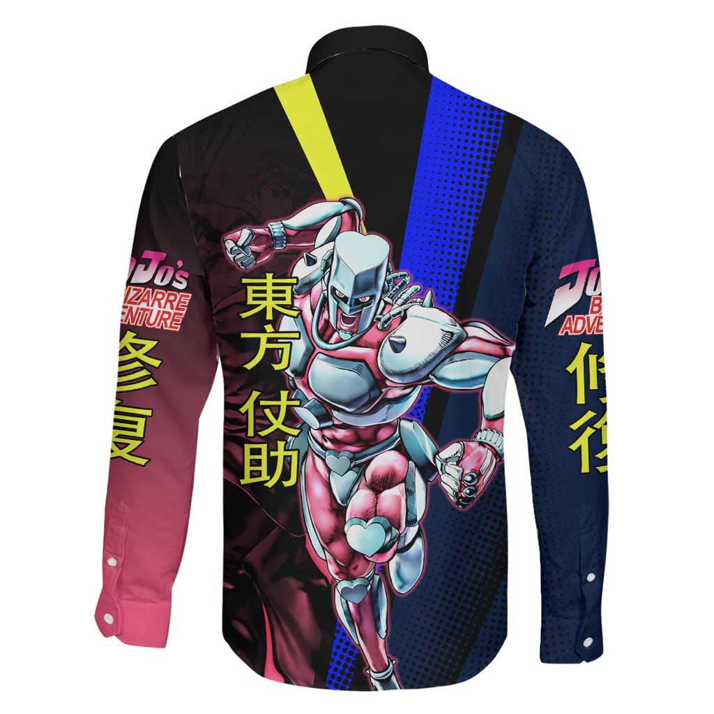 Josuke JoJo’s Bizarre Adventure Family Matching Off Shoulder Maxi Dress and Hawaiian Shirt with Crazy Diamond Stand