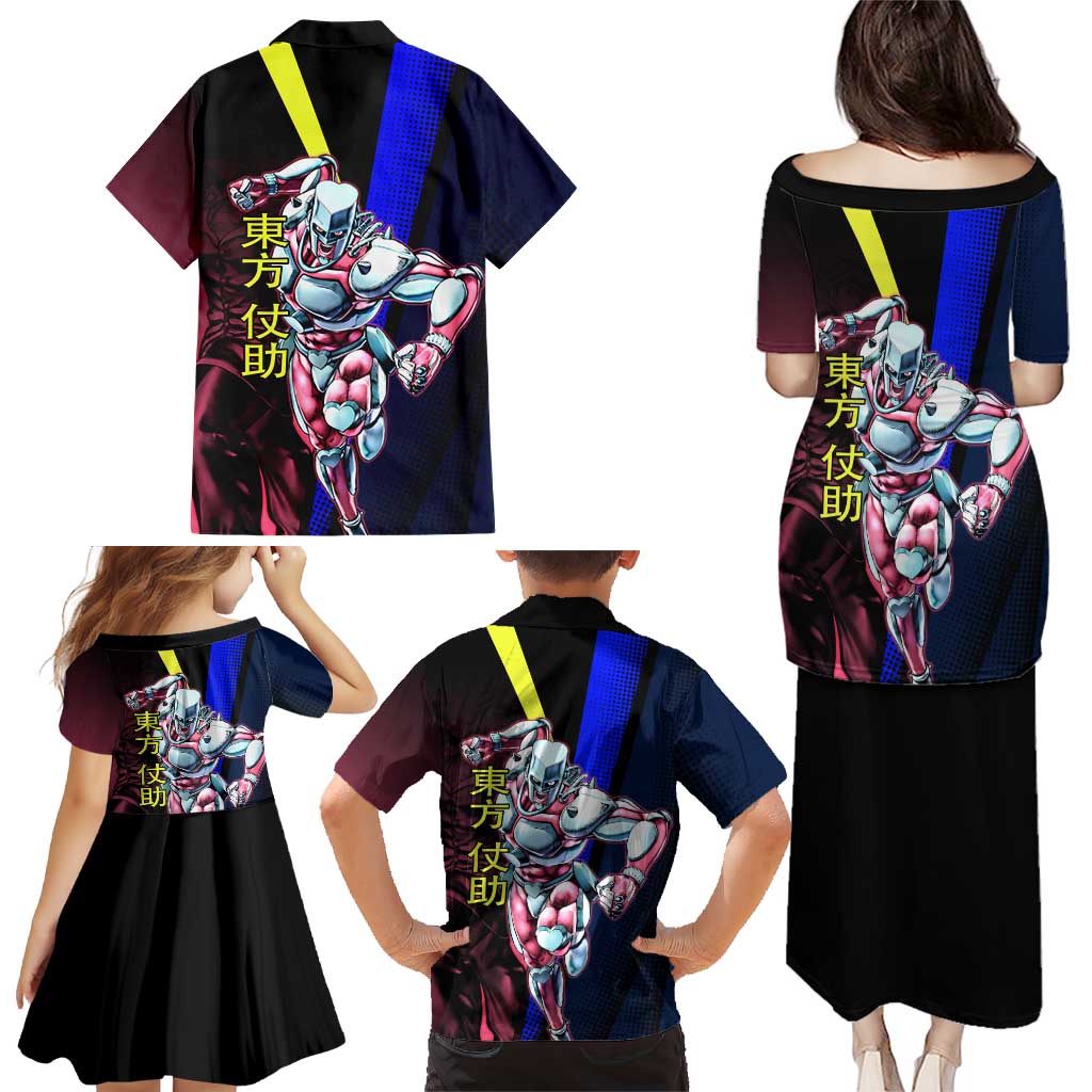 Josuke JoJo’s Bizarre Adventure Family Matching Puletasi and Hawaiian Shirt with Crazy Diamond Stand
