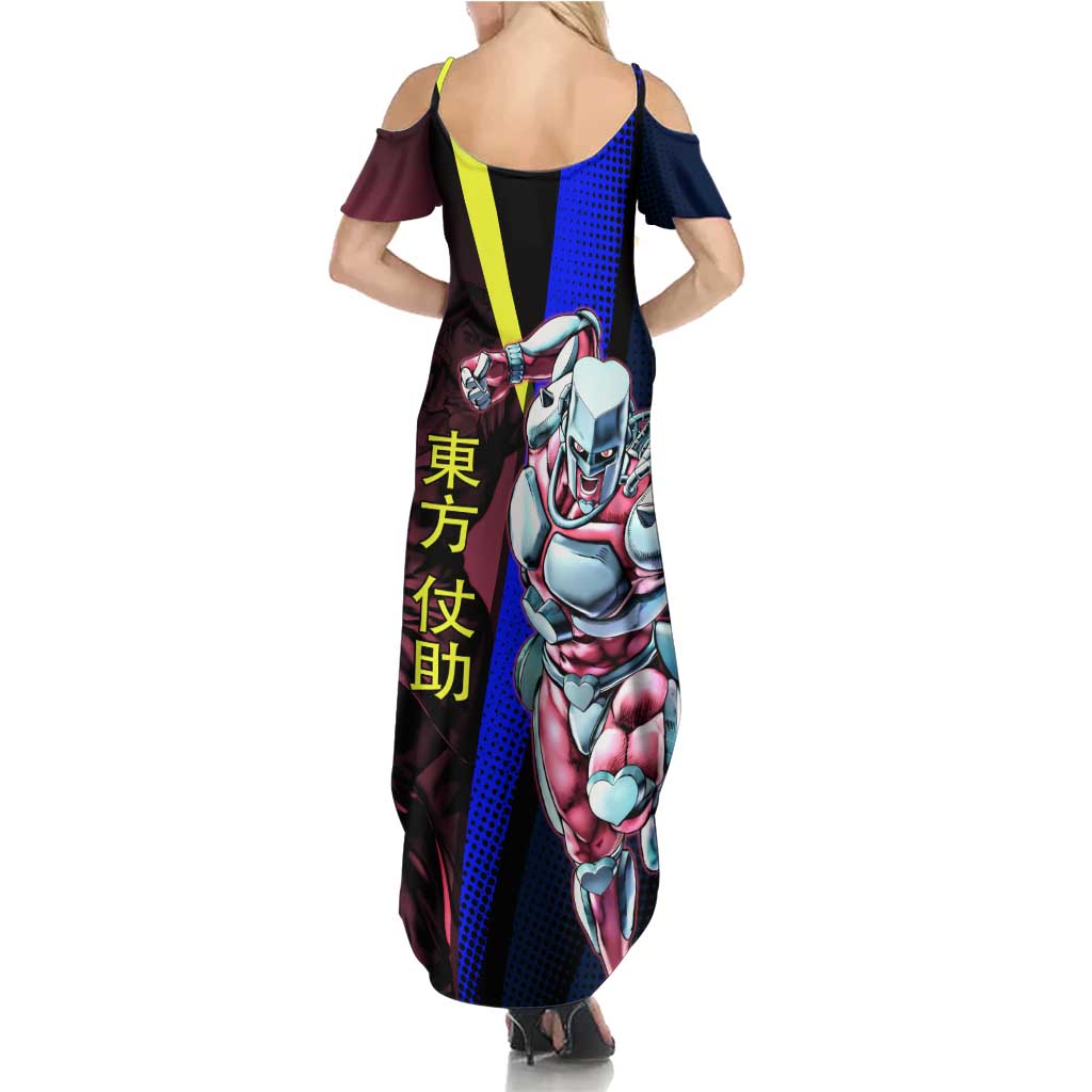 Josuke JoJo’s Bizarre Adventure Family Matching Summer Maxi Dress and Hawaiian Shirt with Crazy Diamond Stand
