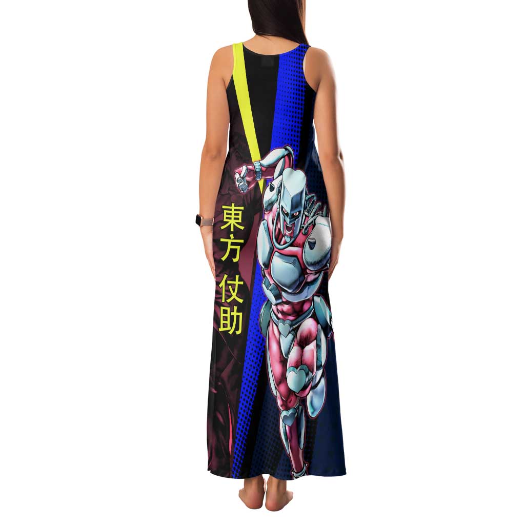 Josuke JoJo’s Bizarre Adventure Family Matching Tank Maxi Dress and Hawaiian Shirt with Crazy Diamond Stand