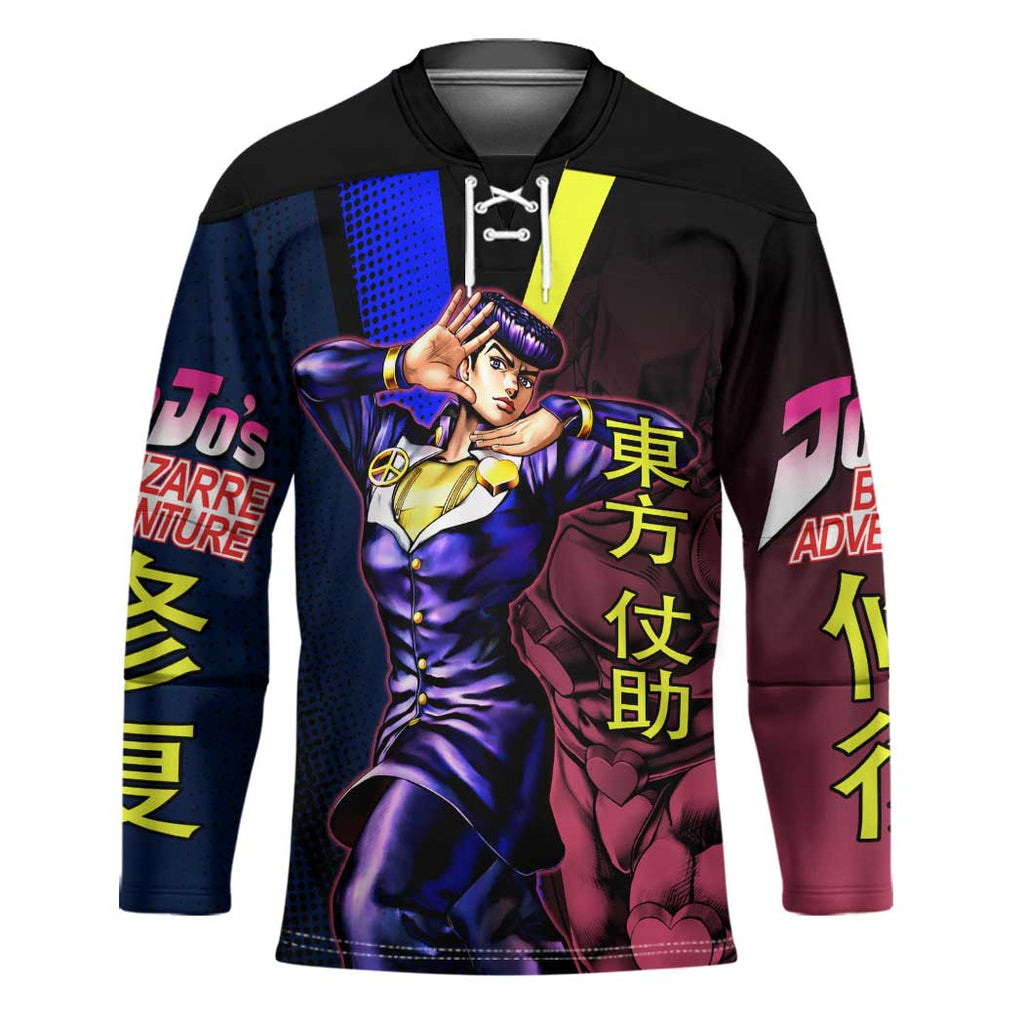Josuke JoJo’s Bizarre Adventure Hockey Jersey with Crazy Diamond Stand - The Mazicc