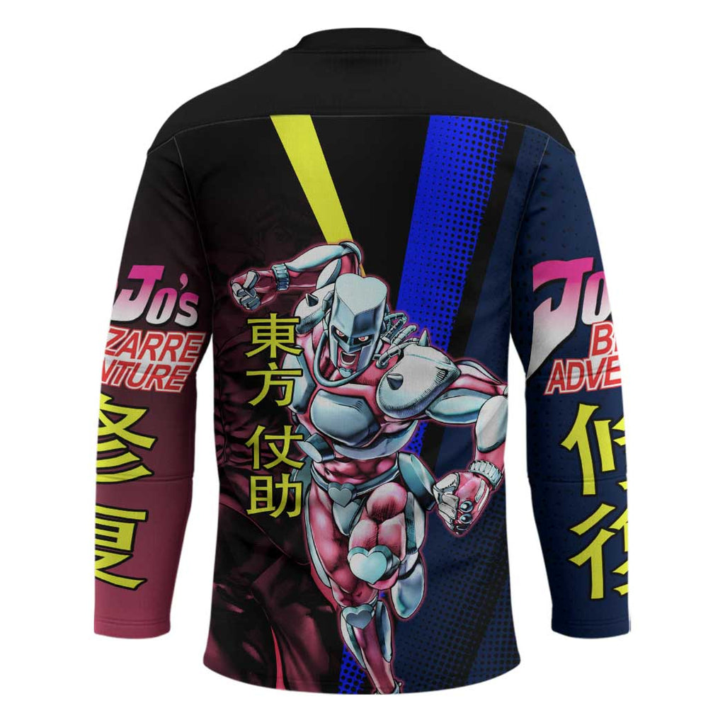 Josuke JoJo’s Bizarre Adventure Hockey Jersey with Crazy Diamond Stand - The Mazicc