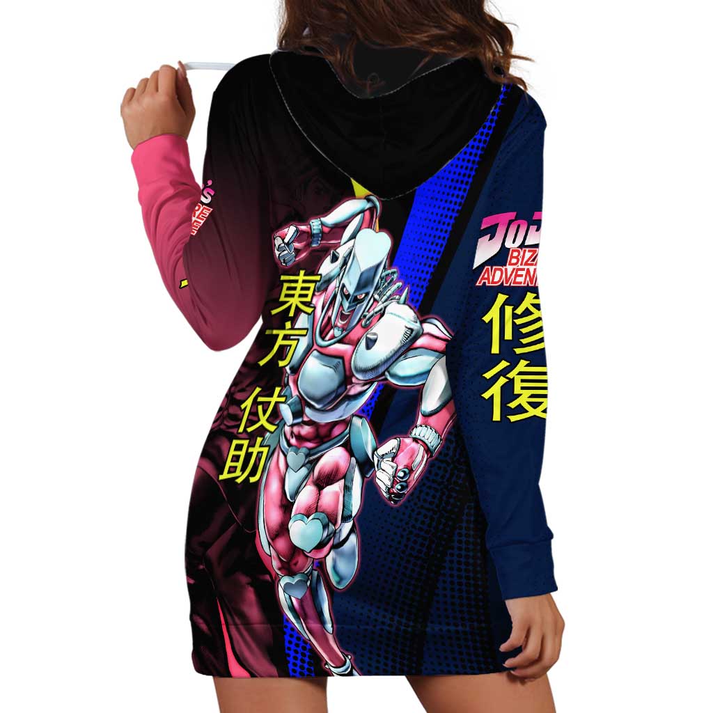 Josuke JoJo’s Bizarre Adventure Hoodie Dress with Crazy Diamond Stand - The Mazicc