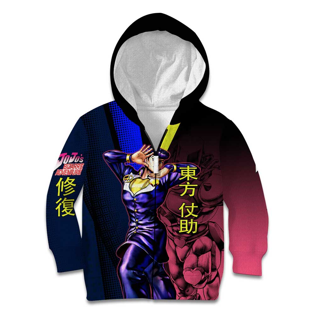 Josuke JoJo’s Bizarre Adventure Kid Hoodie with Crazy Diamond Stand - The Mazicc