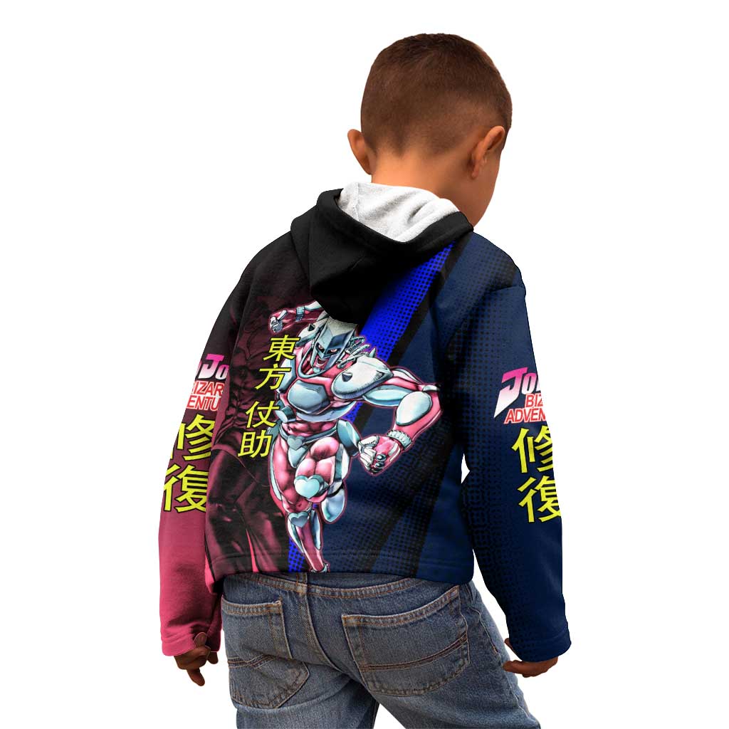 Josuke JoJo’s Bizarre Adventure Kid Hoodie with Crazy Diamond Stand - The Mazicc