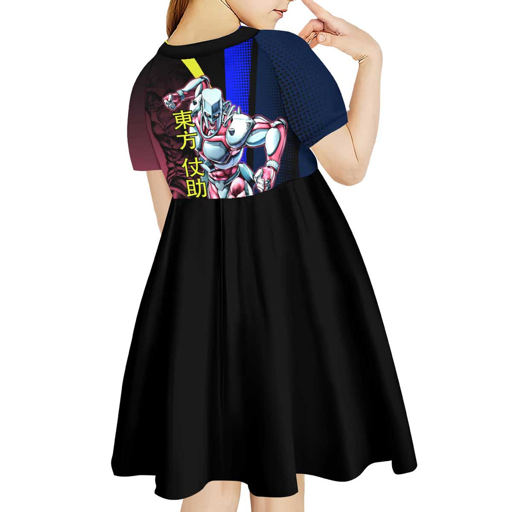 Josuke JoJo’s Bizarre Adventure Kid Short Sleeve Dress with Crazy Diamond Stand - The Mazicc