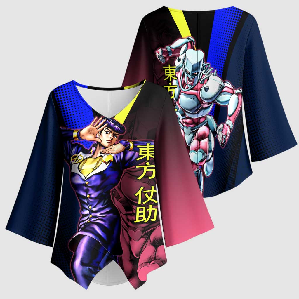 Josuke JoJo’s Bizarre Adventure Kimono Sleeve Blouse with Crazy Diamond Stand - The Mazicc