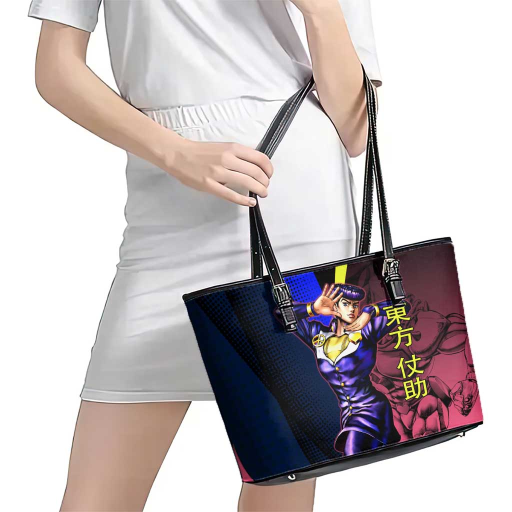 Josuke JoJo’s Bizarre Adventure Leather Tote Bag with Crazy Diamond Stand - The Mazicc
