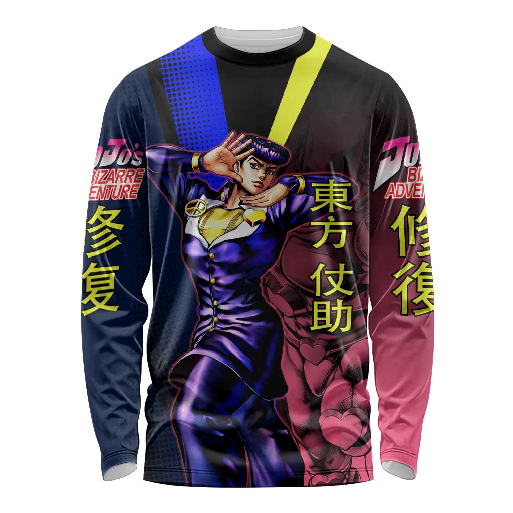 Josuke JoJo’s Bizarre Adventure Long Sleeve Shirt with Crazy Diamond Stand - The Mazicc