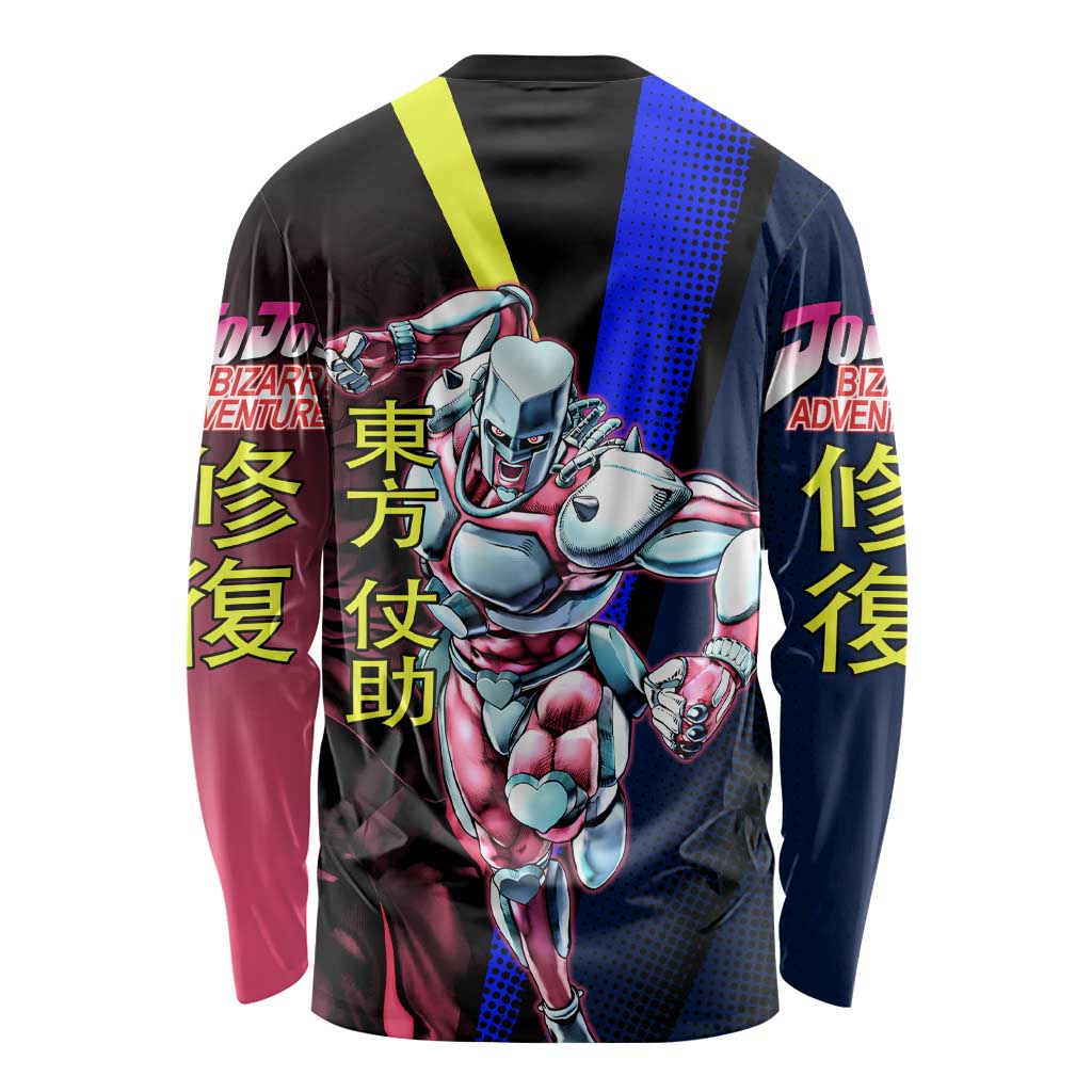 Josuke JoJo’s Bizarre Adventure Long Sleeve Shirt with Crazy Diamond Stand - The Mazicc
