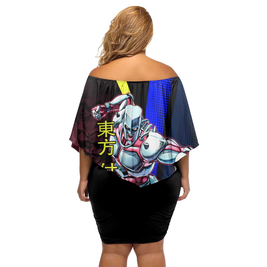 Josuke JoJo’s Bizarre Adventure Off Shoulder Short Dress with Crazy Diamond Stand - The Mazicc