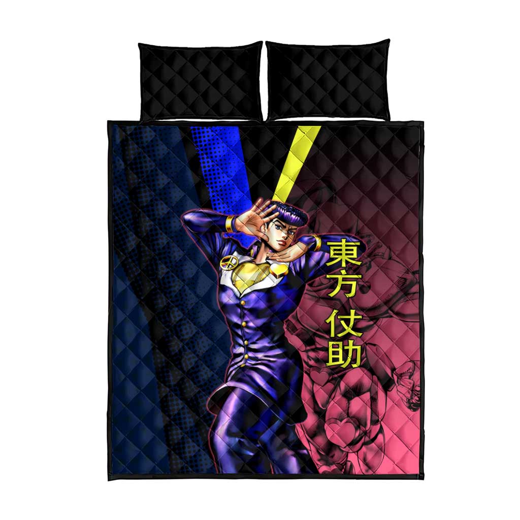 Josuke JoJo’s Bizarre Adventure Quilt Bed Set with Crazy Diamond Stand - The Mazicc