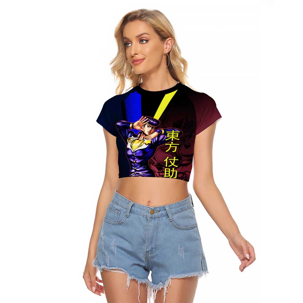 Josuke JoJo’s Bizarre Adventure Raglan Cropped T Shirt with Crazy Diamond Stand - The Mazicc