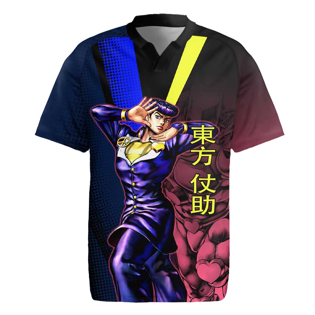 Josuke JoJo’s Bizarre Adventure Rugby Jersey with Crazy Diamond Stand - The Mazicc