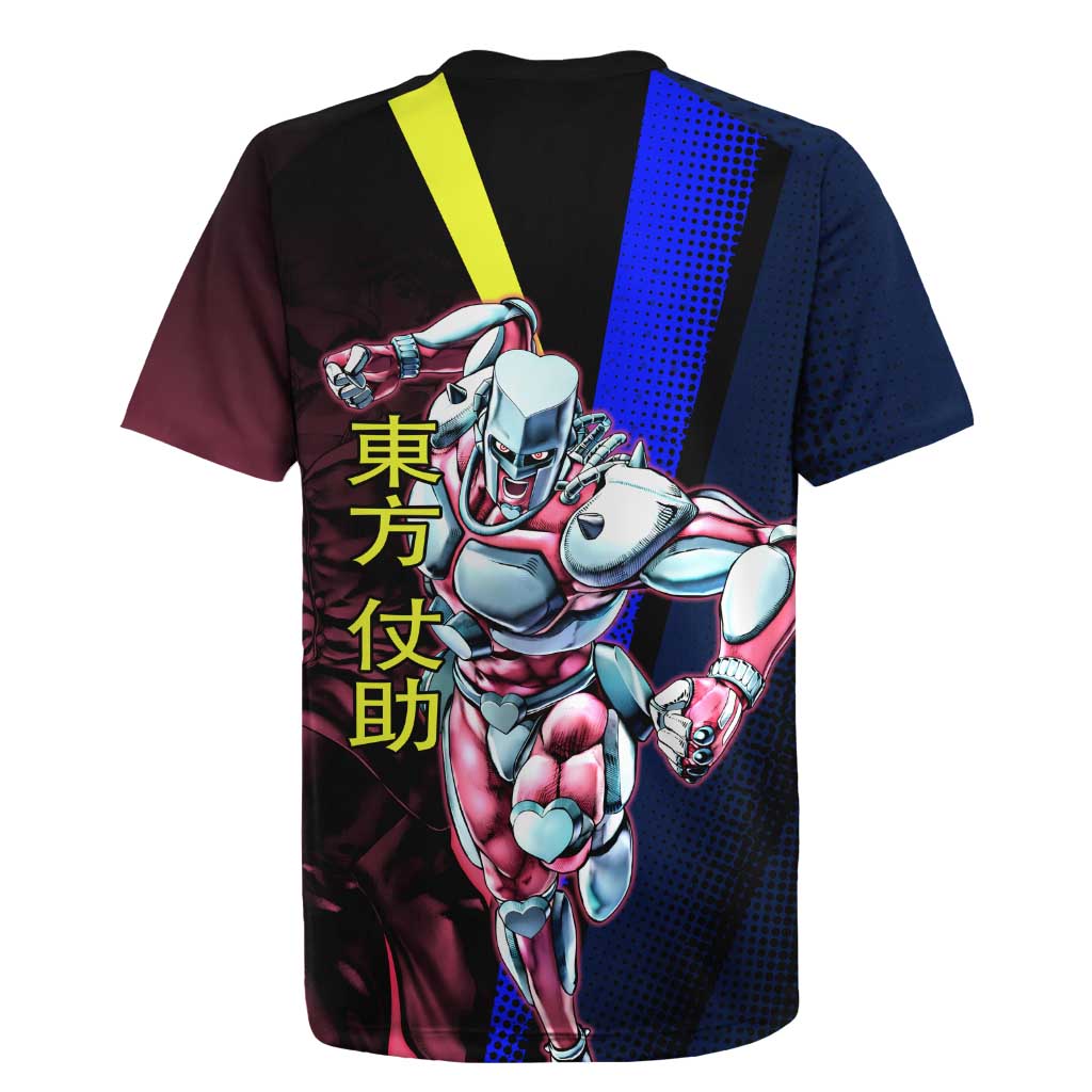 Josuke JoJo’s Bizarre Adventure Rugby Jersey with Crazy Diamond Stand - The Mazicc