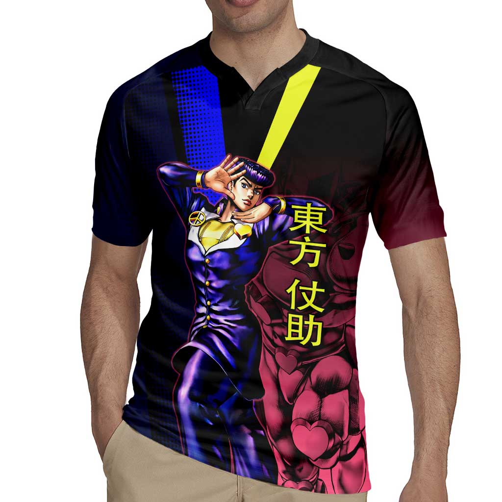 Josuke JoJo’s Bizarre Adventure Rugby Jersey with Crazy Diamond Stand - The Mazicc