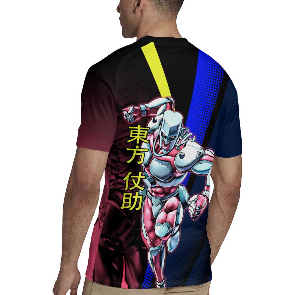 Josuke JoJo’s Bizarre Adventure Rugby Jersey with Crazy Diamond Stand - The Mazicc