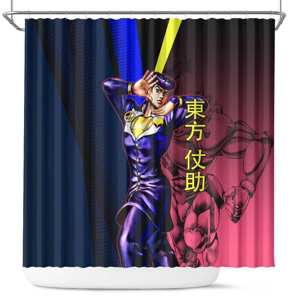 Josuke JoJo’s Bizarre Adventure Shower Curtain with Crazy Diamond Stand - The Mazicc