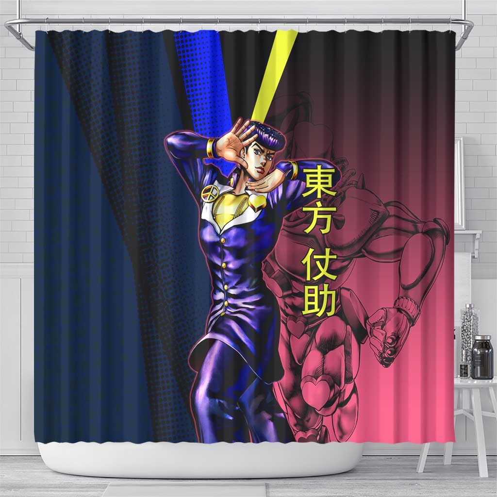 Josuke JoJo’s Bizarre Adventure Shower Curtain with Crazy Diamond Stand - The Mazicc