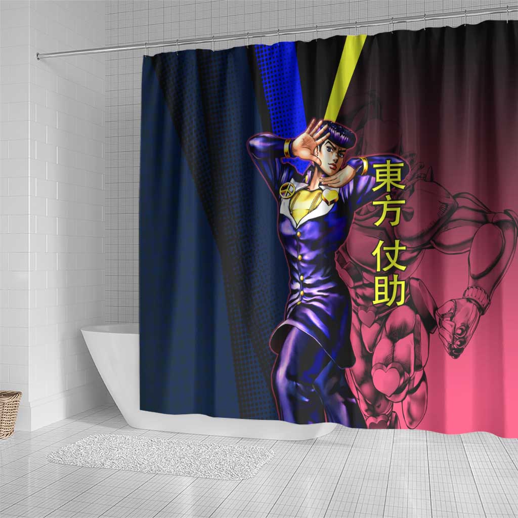Josuke JoJo’s Bizarre Adventure Shower Curtain with Crazy Diamond Stand - The Mazicc
