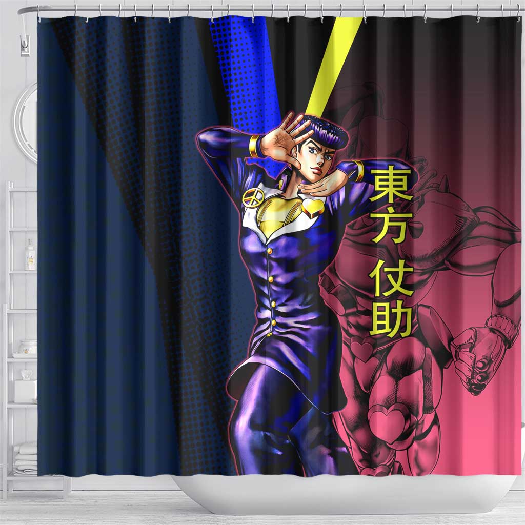 Josuke JoJo’s Bizarre Adventure Shower Curtain with Crazy Diamond Stand - The Mazicc