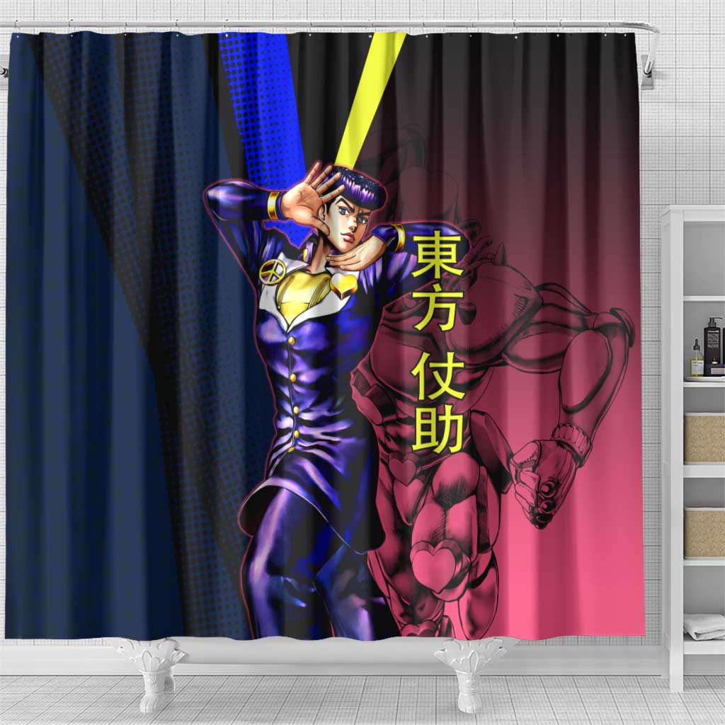 Josuke JoJo’s Bizarre Adventure Shower Curtain with Crazy Diamond Stand - The Mazicc