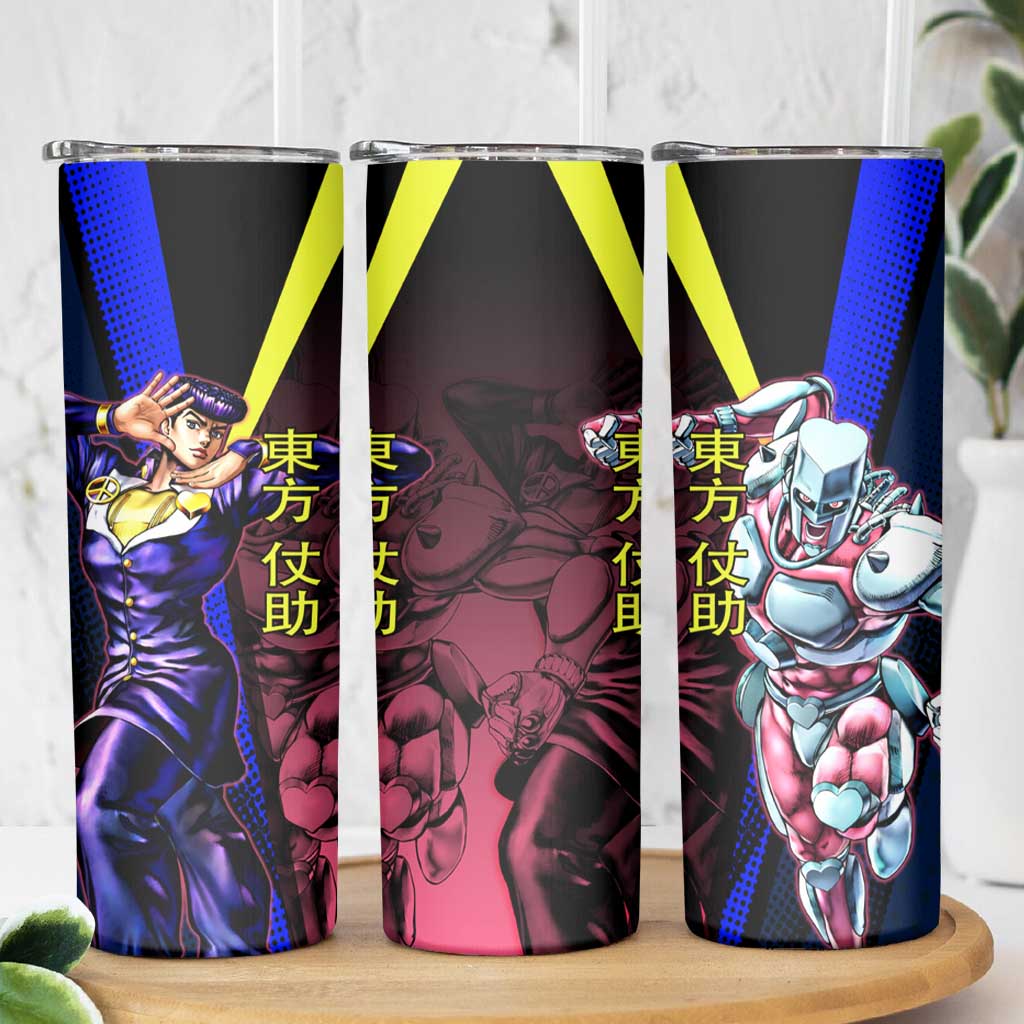 Josuke JoJo’s Bizarre Adventure Skinny Tumbler with Crazy Diamond Stand - The Mazicc